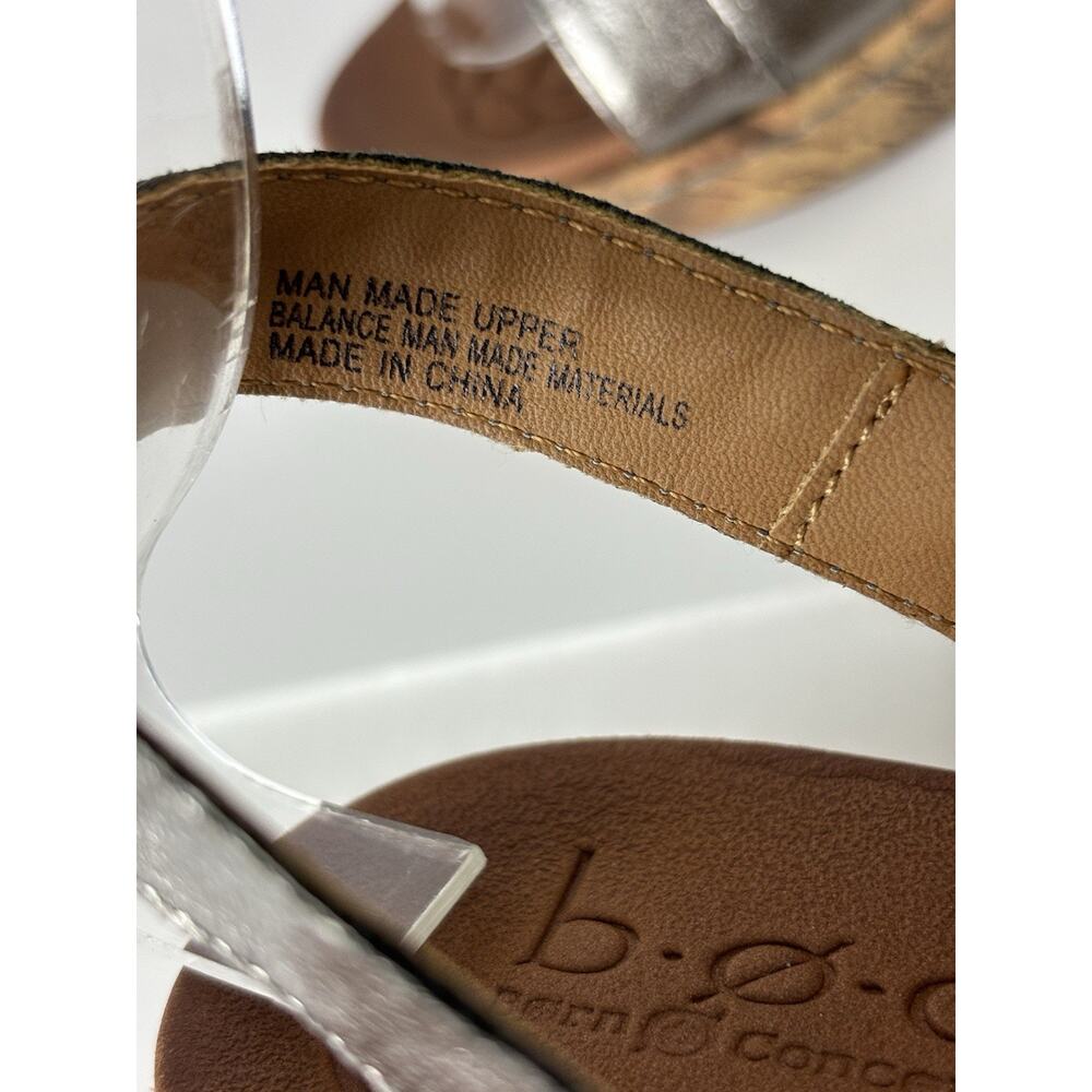 BOC Metallic Silver Cork Wedge Slingback Sandals Sz 9 Faux Leather Boho Comfort‎ - Picture 12 of 14
